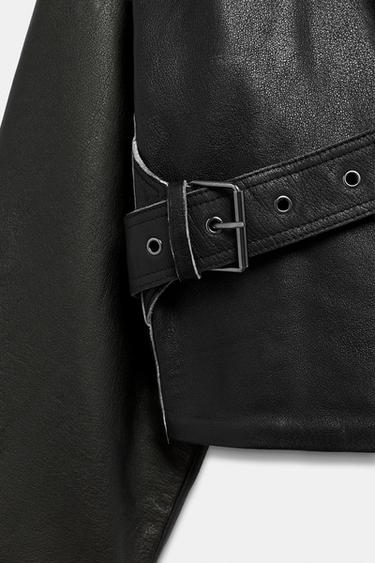 VESTE EN CUIR À BOUCLE ZW COLLECTION - Noir de Zara - Image 6