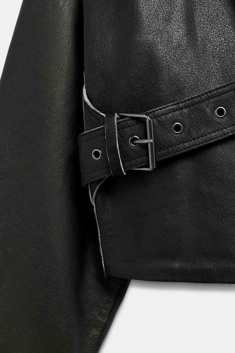 Chaqueta de cuero 100% con hebilla de la colección ZW 4