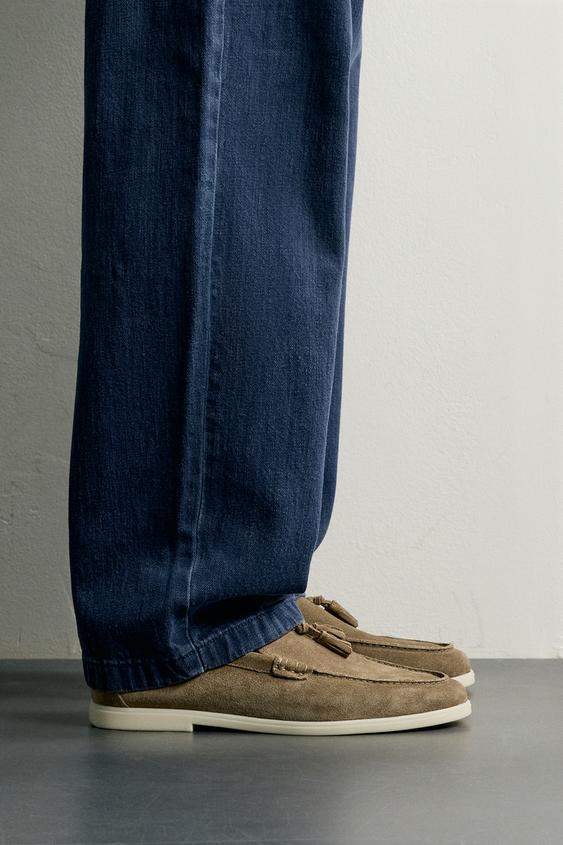 LEATHER LOAFERS - Beige by Zara - Image 0