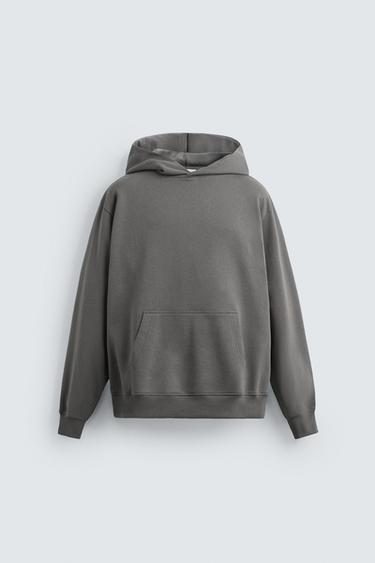 Zara BASIC HOODIE SWEATSHIRT - Anthracite grey