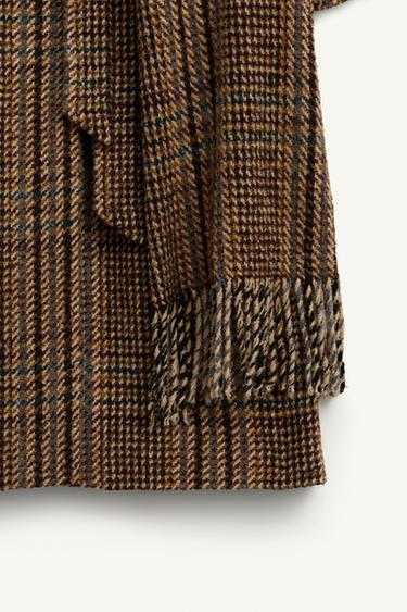 MANTEAU À CARREAUX AVEC ÉCHARPE ÉDITION LIMITÉE - Marron de Zara - Image 7