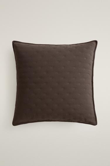 Zara PLAIN THROW PILLOW COVER WITH DOTS - Dark brown