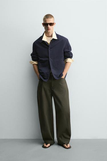 SURCHEMISE RELAXED FIT COTON ET LIN - Bleu marine de Zara - Image 0