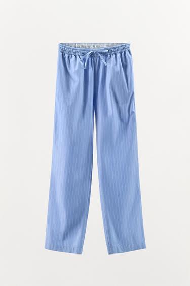 PANTALON DE STYLE PYJAMA À RAYURES - Bleu de Zara - Image 4
