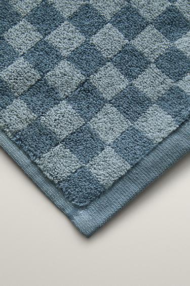 CHEQUERED BATH MAT — Blues 2