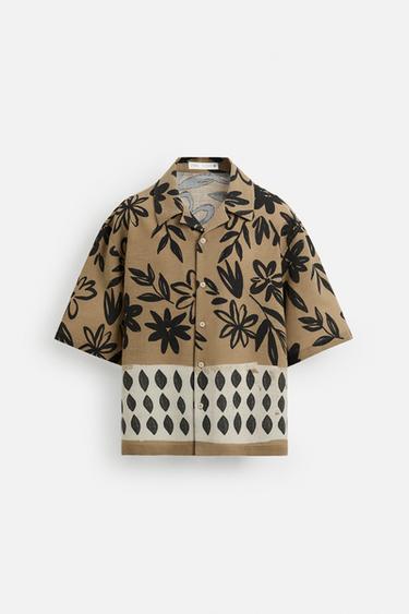 CONTRAST PRINT SHIRT - Brown by Zara