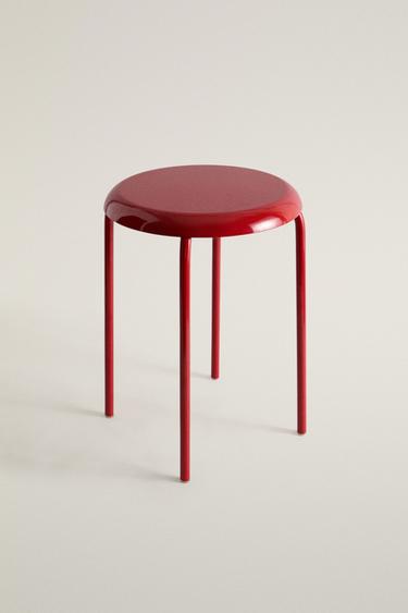 LACQUERED METAL STOOL — Red 2