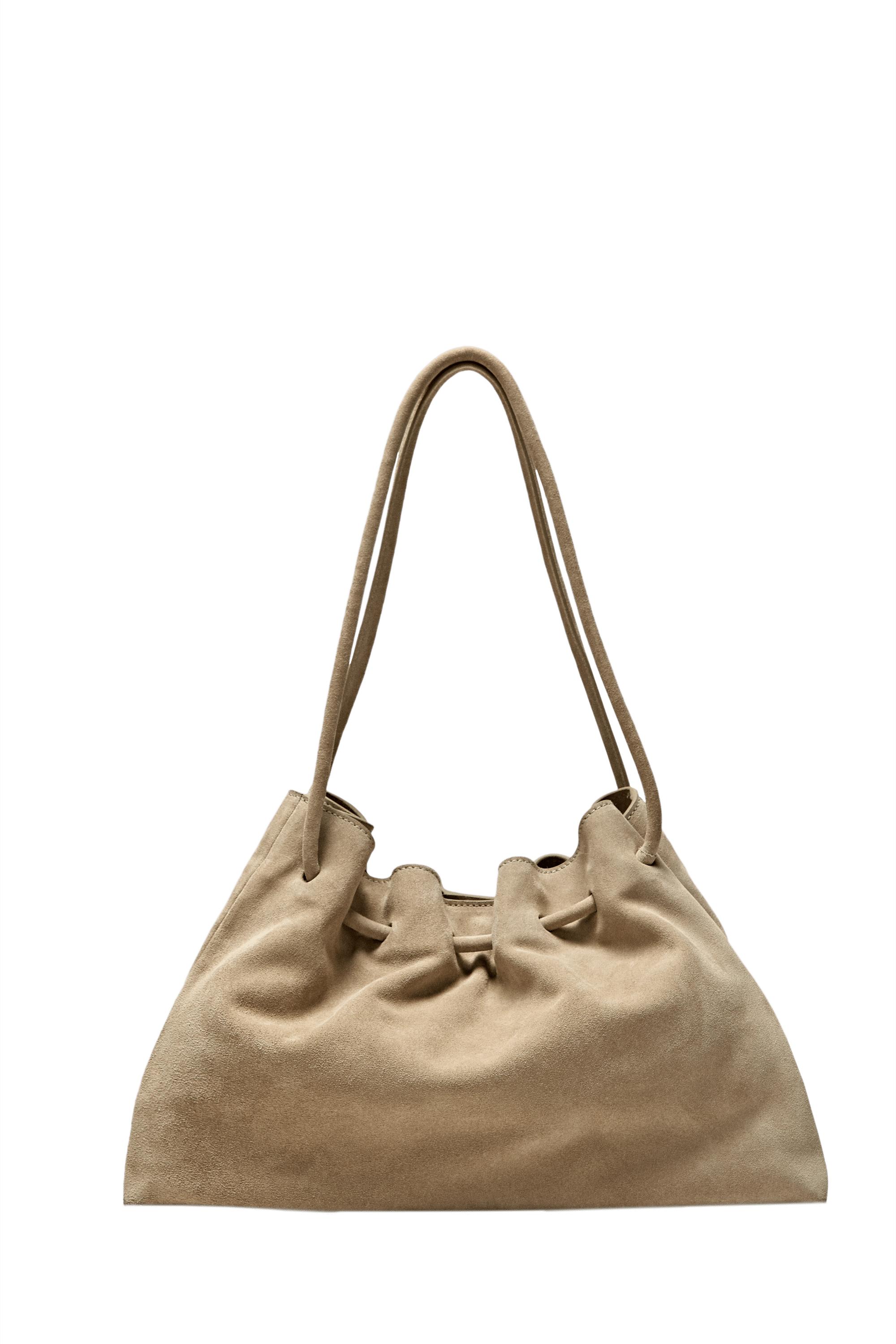 Ruched split suede leather bag — 299