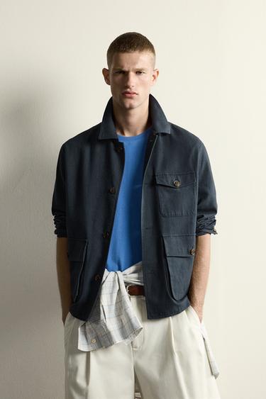 SURCHEMISE À POCHES COUPE DÉCONTRACTÉE - Gris / Bleu de Zara