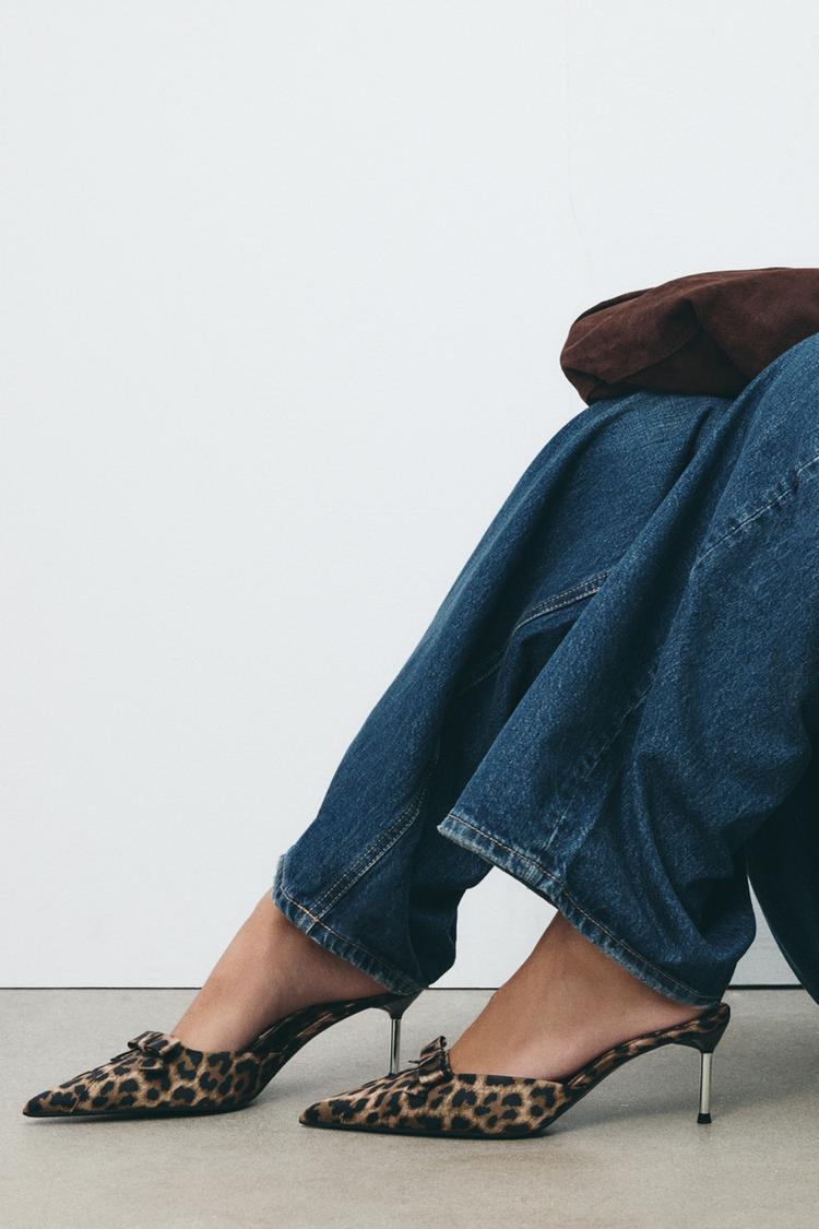 アニマル柄リボン ハイヒールミュール - レオパード | ZARA Japan / 日本