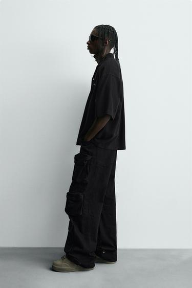 EMBROIDERED TEXT FLOWING SHIRT - Black de Zara - Image 3