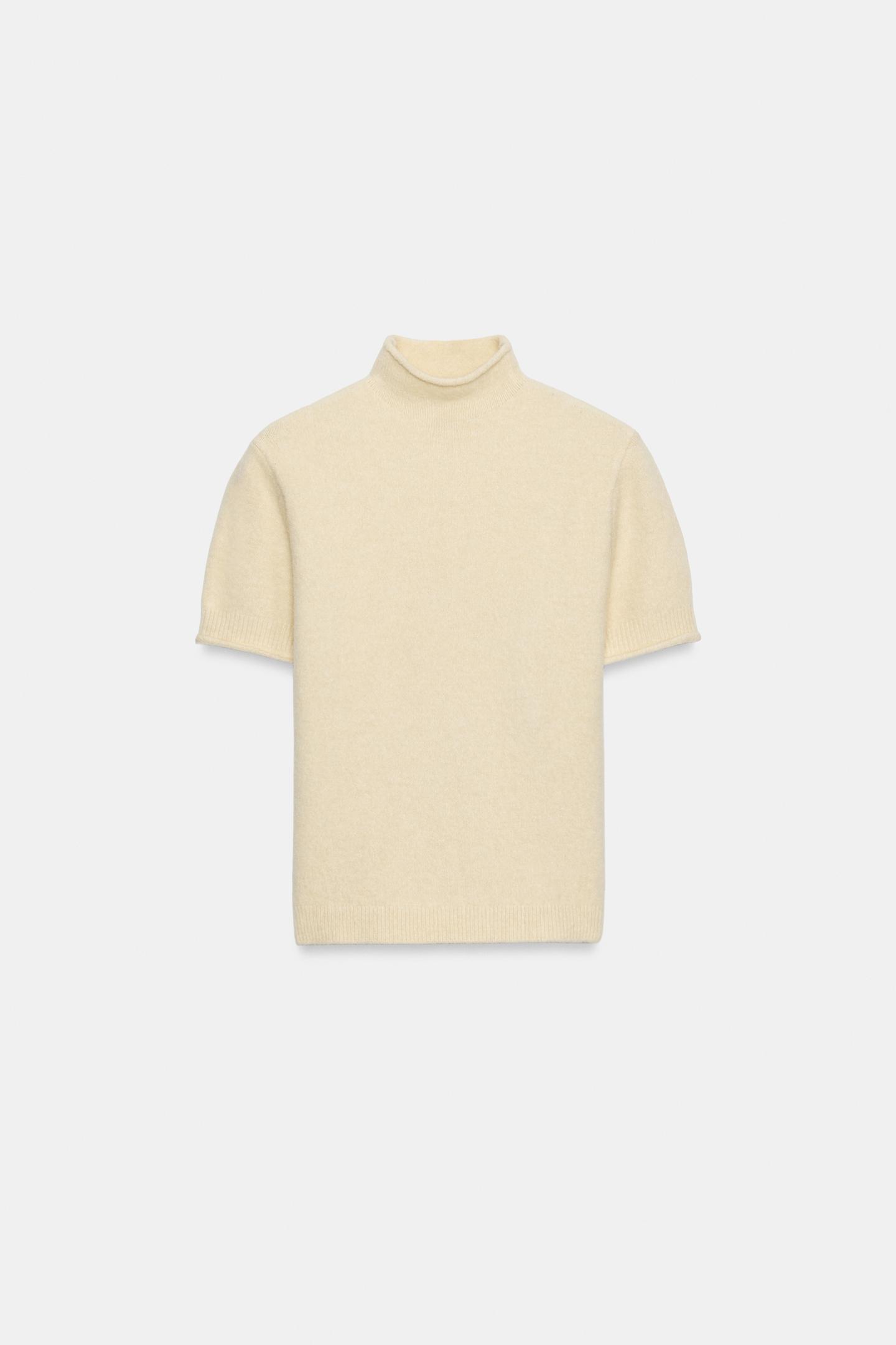 Женский свитер Zara Soft Short Sleeve Knit, цвет: Сливочный — фото 7