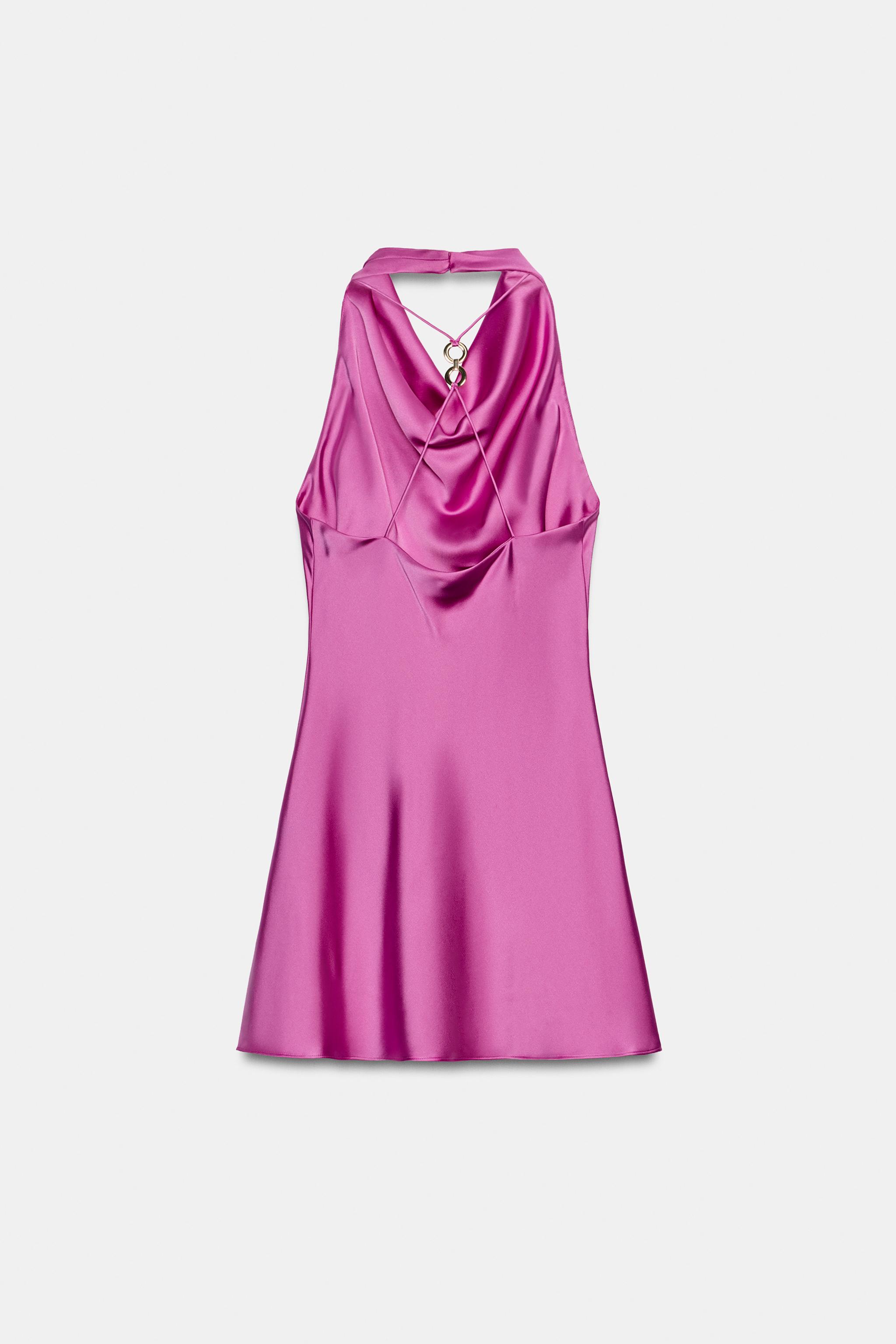 SATIN EFFECT SHORT DRESS - Brown | ZARA United States