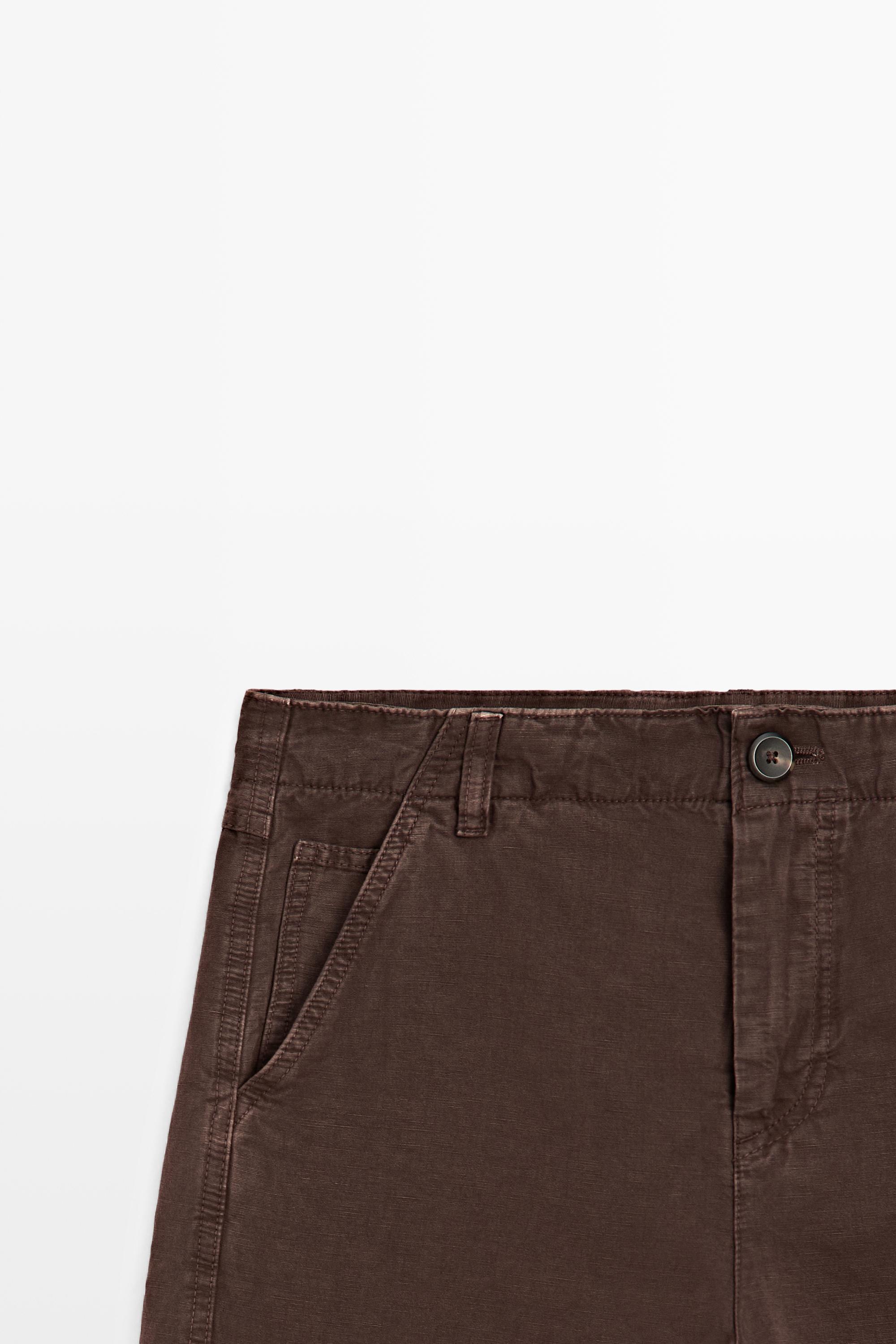 Linen blend trousers with seam detail