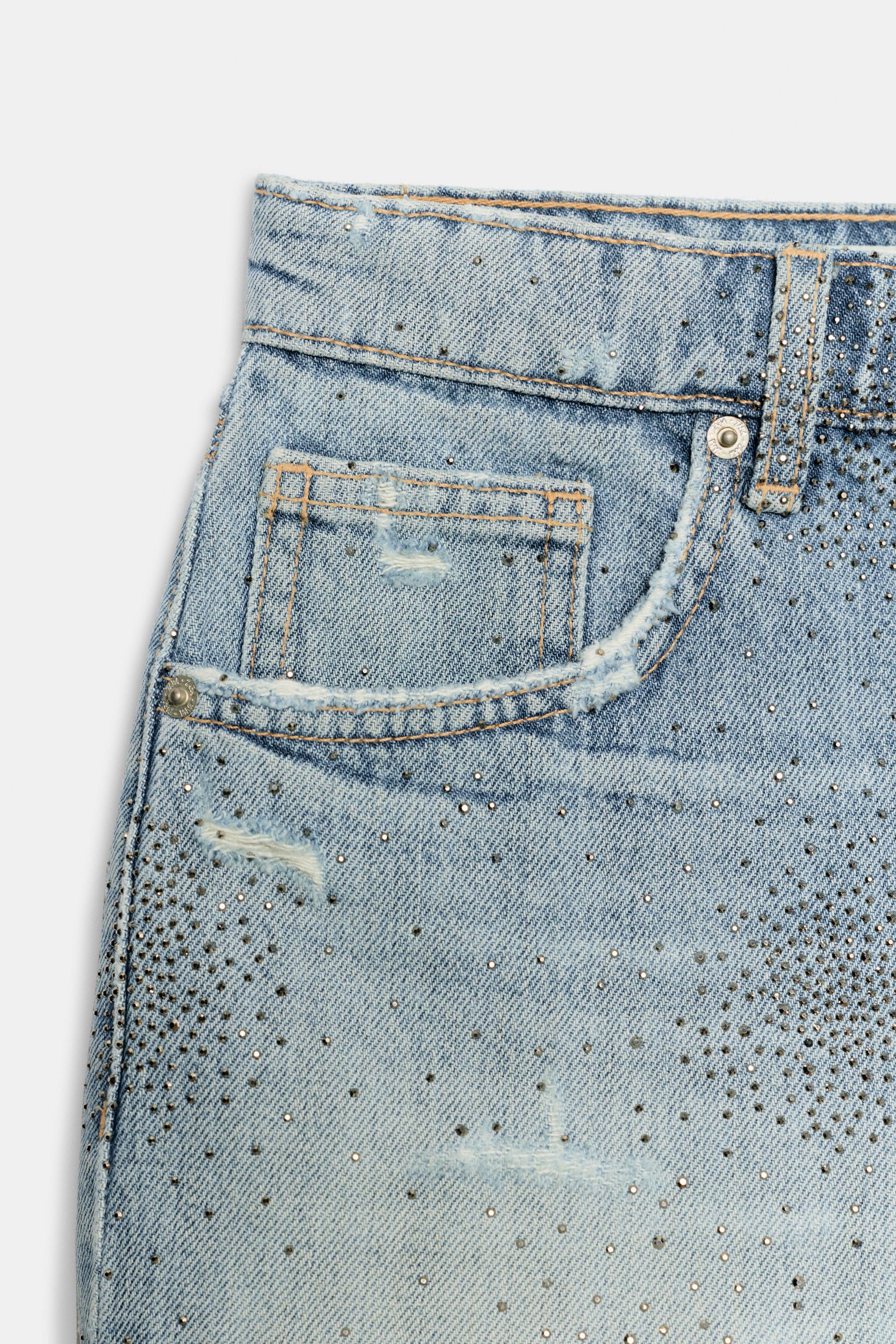 TRF HIGH-WAISTED CURVED DENIM SHORTS