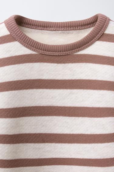 STRIPED SWEATSHIRT AND SOFT RIBBED LEGGINGS SET - Brown marl by Zara - Image 2