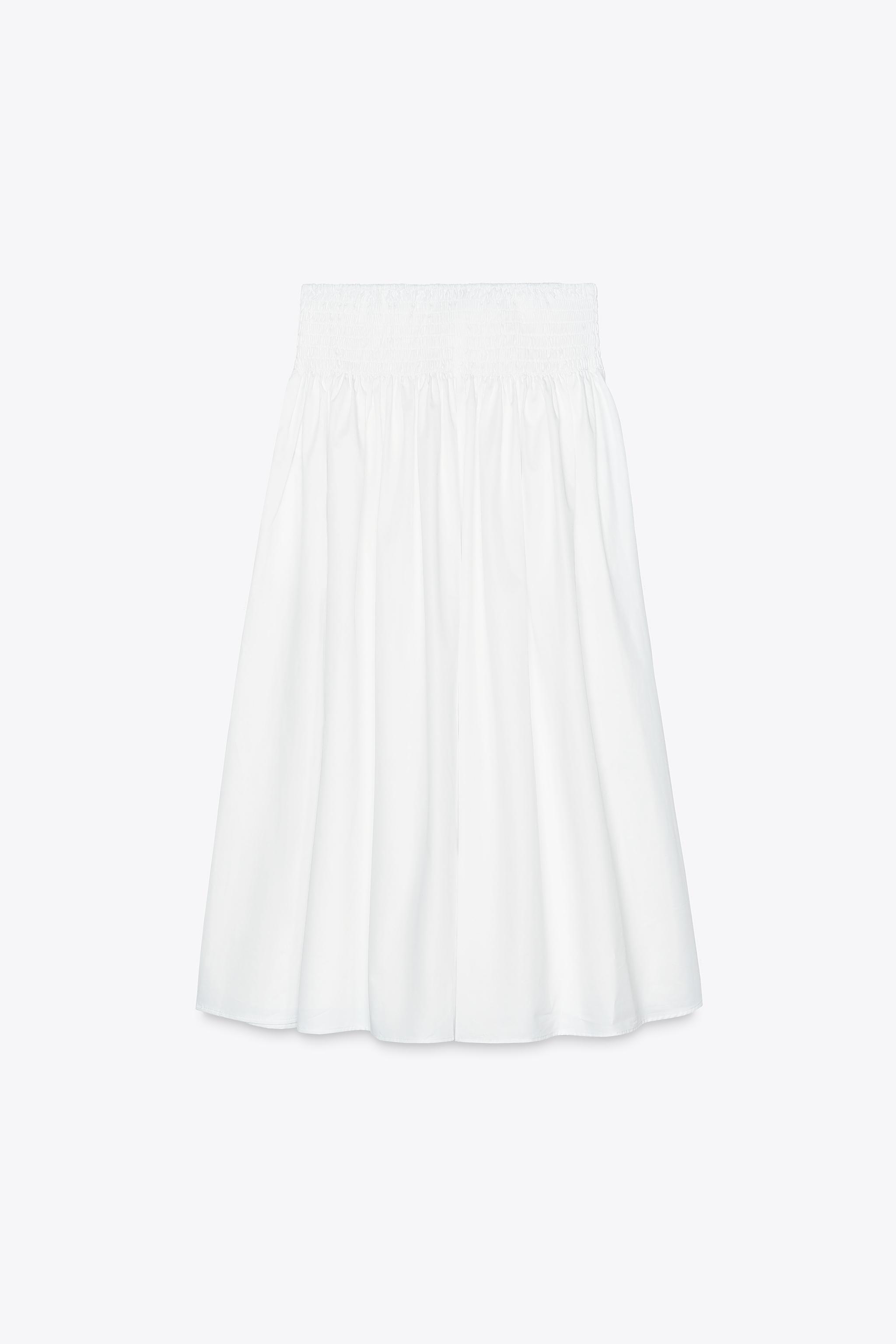 POPLIN MIDI SKIRT White ZARA United States