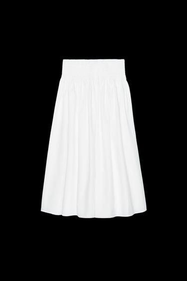 POPLIN MIDI SKIRT - White by Zara