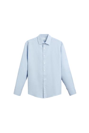 Zara KOŠULJA SA TEKSTUROM LAKA ZA ODRŽAVANJE – plavo nebo