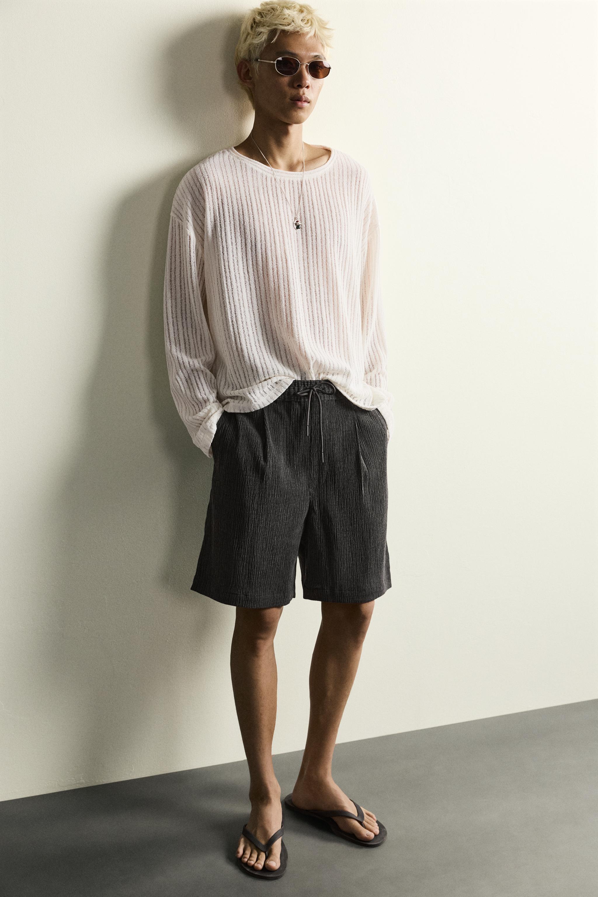 TEXTURED RELAXED FIT SHORTS