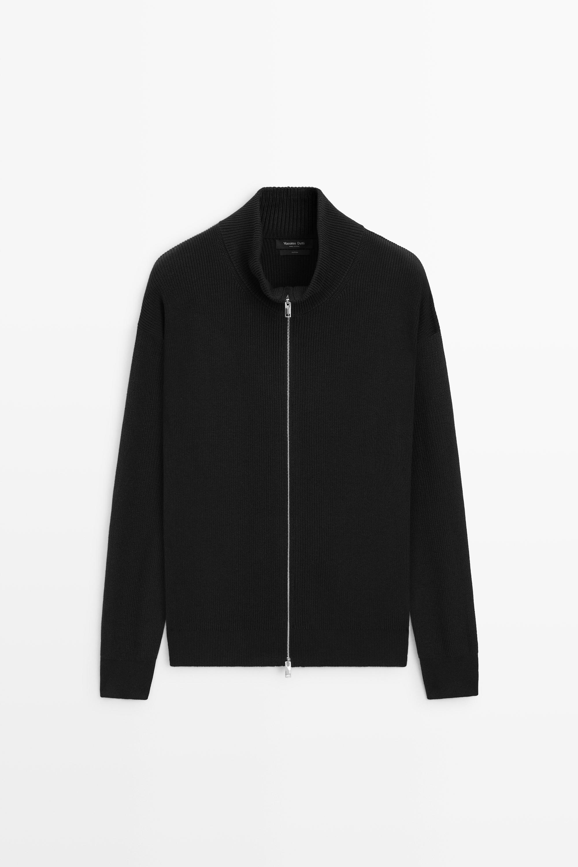 100% cotton ribbed knit cardigan