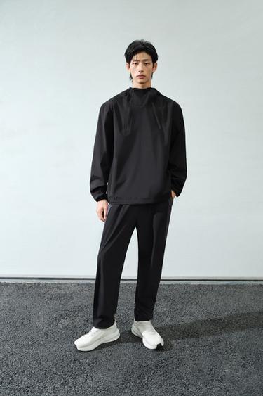 Zara 袋鼠口袋防風外套 - 黑色