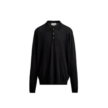 COTTON-WOOL KNIT POLO SHIRT - Black by Zara
