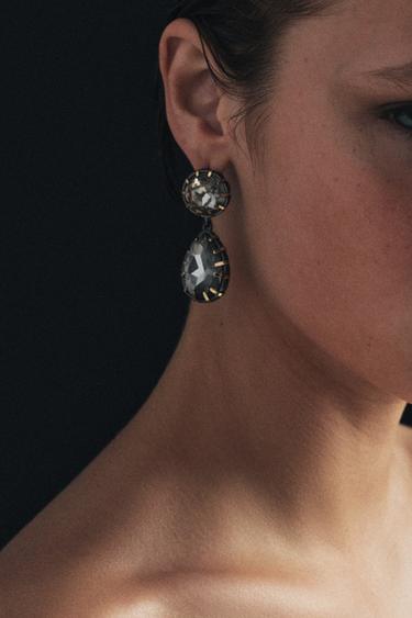 BOUCLES D'OREILLES MÉTALLIQUES À BIJOUX - Gris anthracite de Zara - Image 5