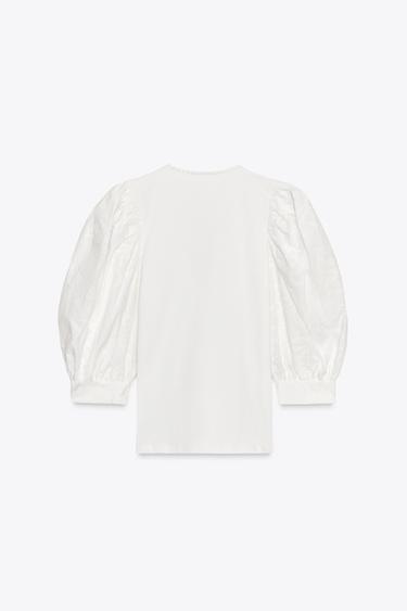 EMBROIDERED FLORAL PUFF SLEEVE TOP - White by Zara - Image 4