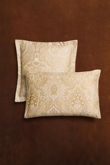 PAISLEY PRINT SATEEN PILLOWCASE - Gold by Zara - Image 5