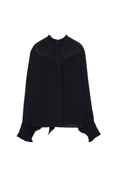 COMBINED BLOUSE WITH TIED NECK