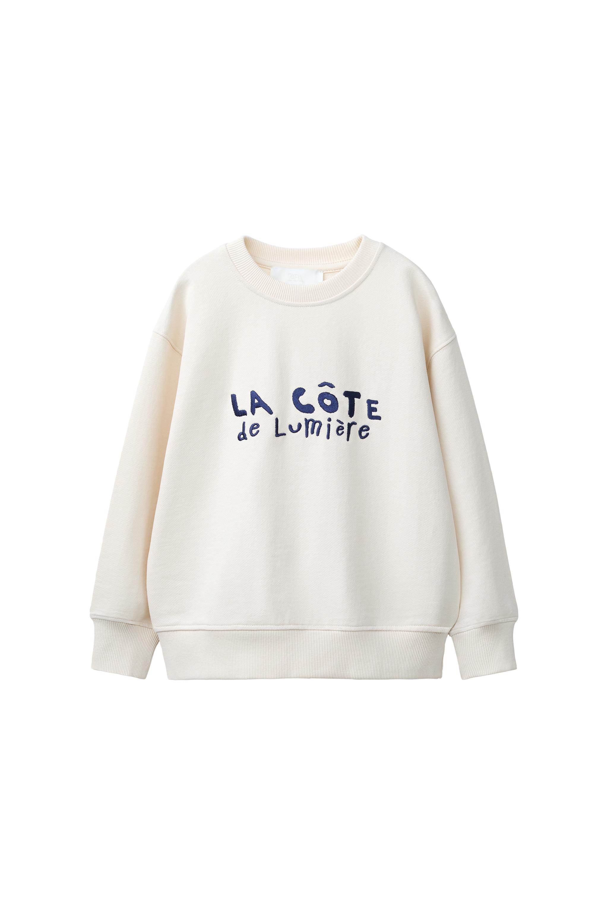 テキスト刺繍入りスウェットシャツ - ミディアムエクリュ | ZARA Japan