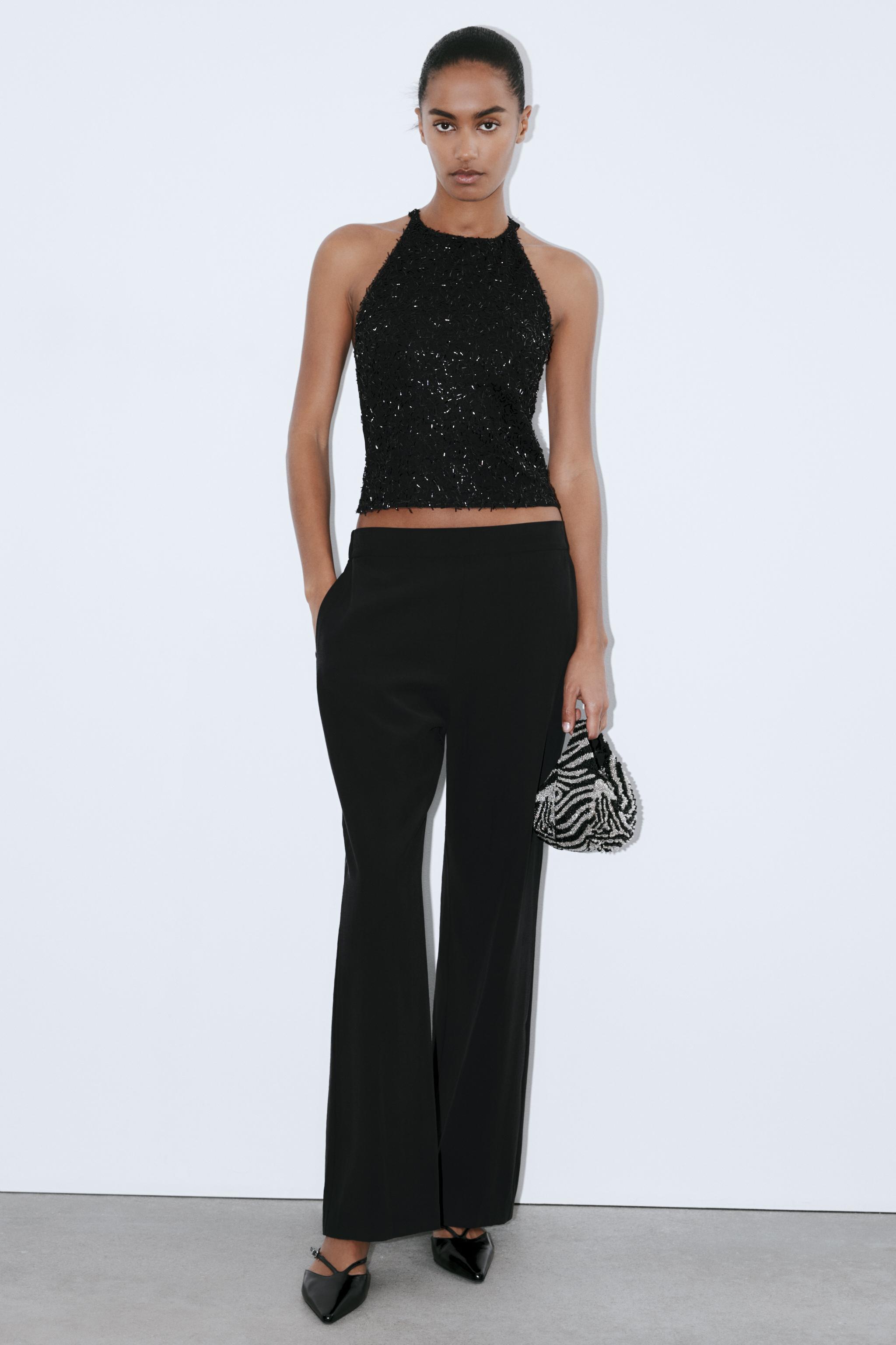 zara black halter top