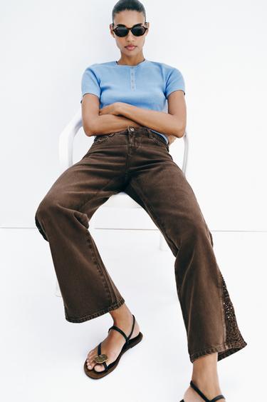 TEXANS Z1975 LOOSE DE mid waist COMBINATS DE GANT - Marró de Zara