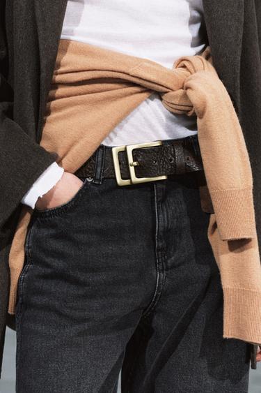 100% LEATHER DOUBLE BUCKLE BELT — Chocolate 1