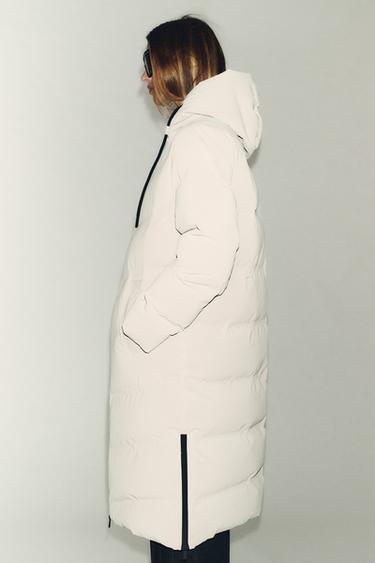 ANORAK LONG EFFET GOMME COUPE-VENT À CAPUCHE - Beige clair de Zara - Image 7