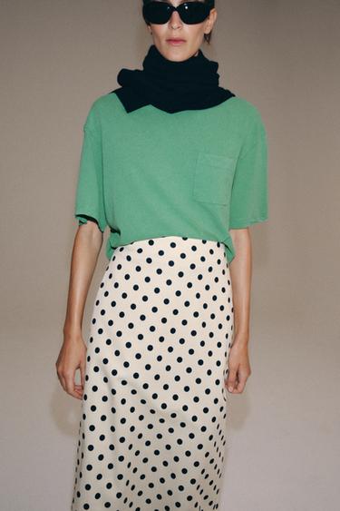 ZW COLLECTION POLKA DOT PENCIL SKIRT - Ecru / Black by Zara - Image 3