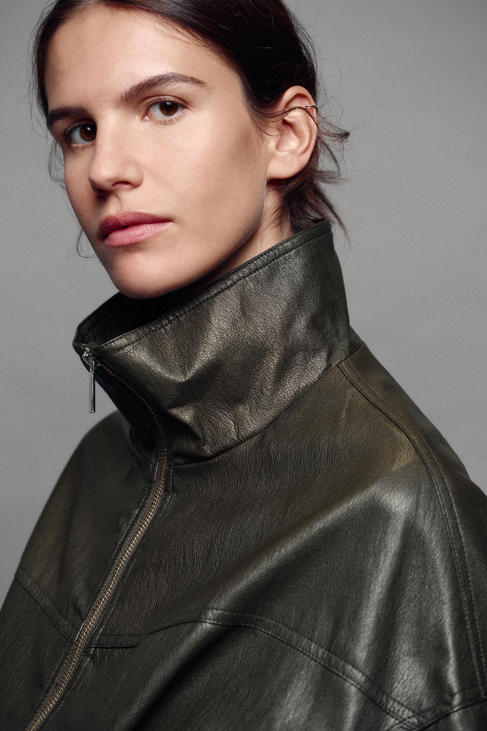 FAUX LEATHER DRAWSTRING JACKET
