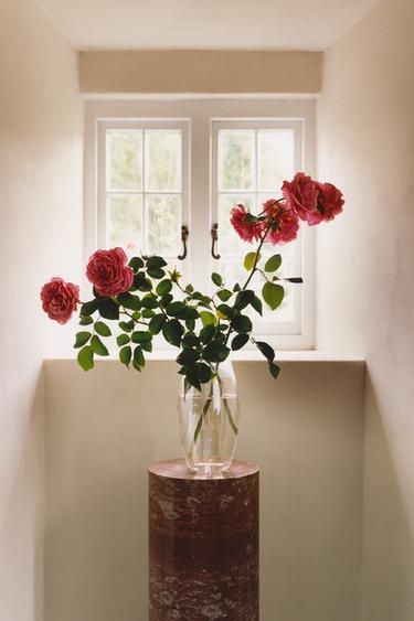 Zara TALL VASE WITH IRREGULAR NECK - Pearl / Beige