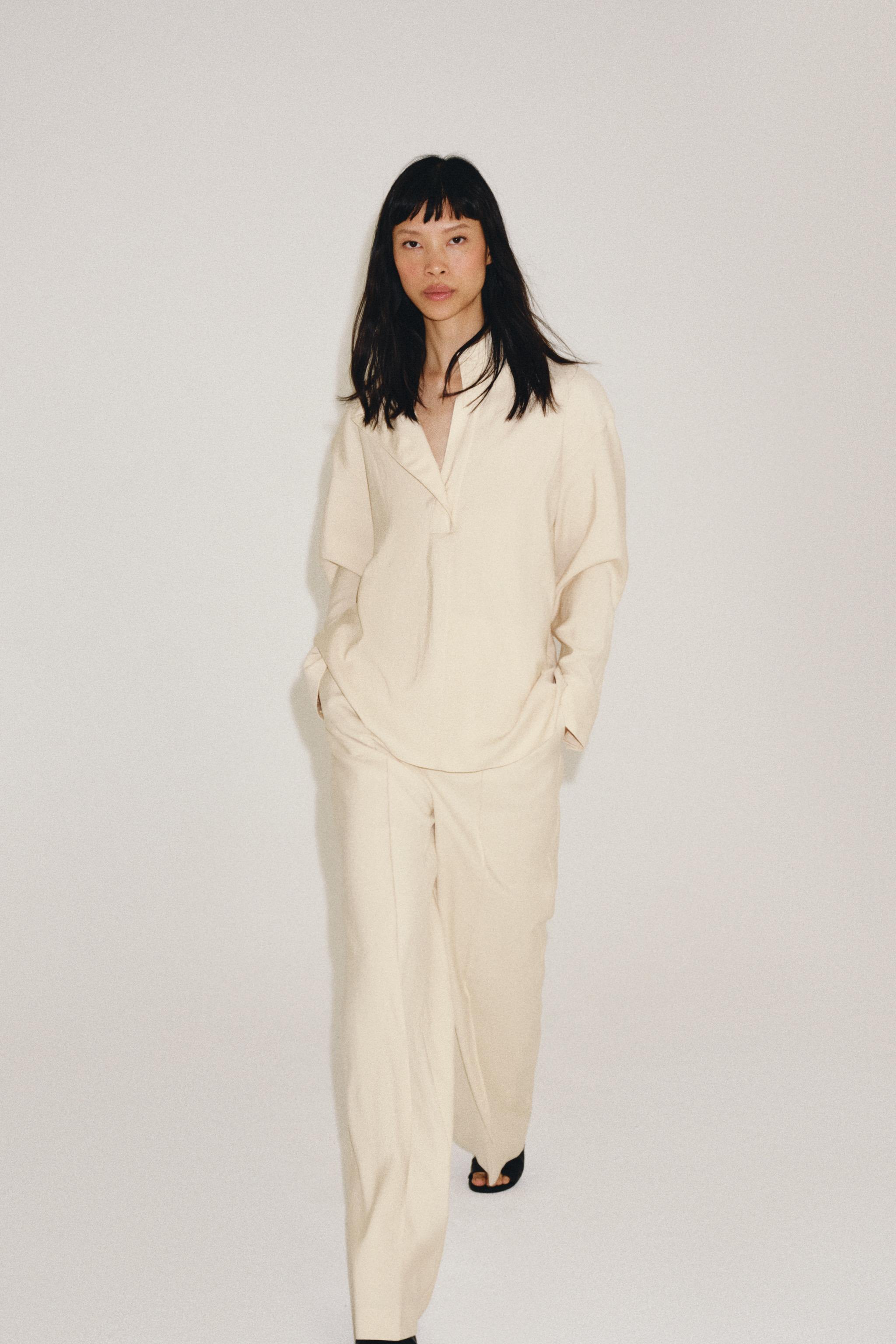 ZW COLLECTION CROSSOVER SHIRT - Mid-ecru | ZARA Canada
