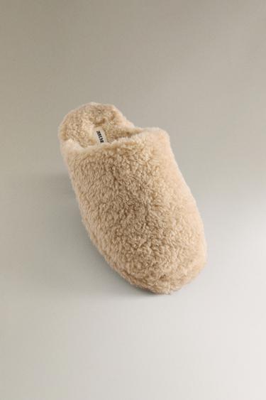 FAUX SHEARLING SLIPPERS - Ecru White by Zara - Image 5