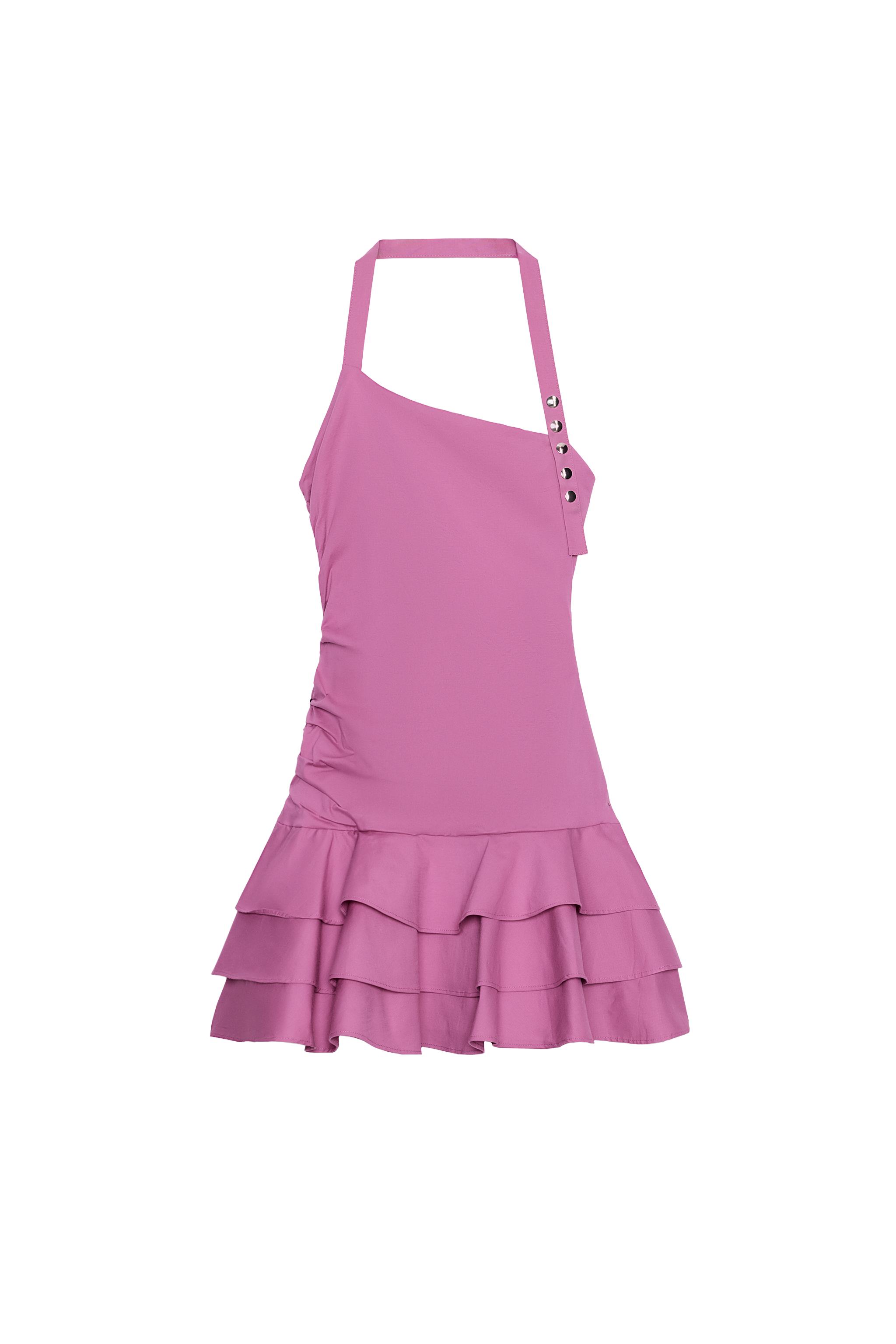 zara poplin halter dress Zara Poplin Halter Neck Open Back Midi Dress New Fuchsia New