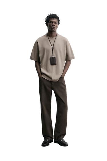 Zara REGULAR FIT HEAVYWEIGHT T-SHIRT - Brown / Taupe