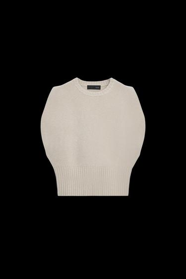 Zara 100% WOOL VEST WITH ARMPITS - Beige - Image 0