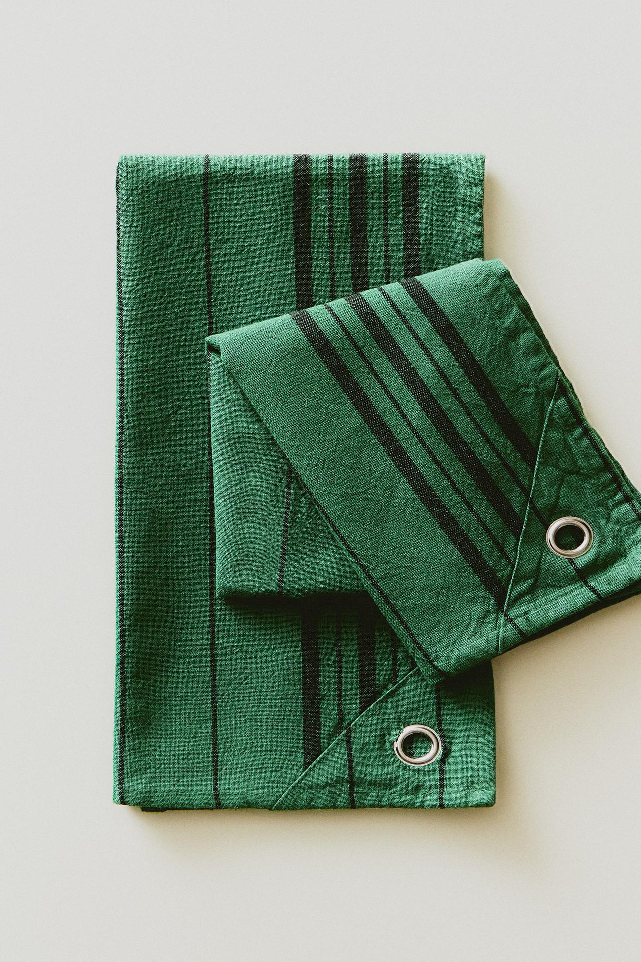 DYED THREAD KITCHEN TOWELS (PACK OF 2) — Green