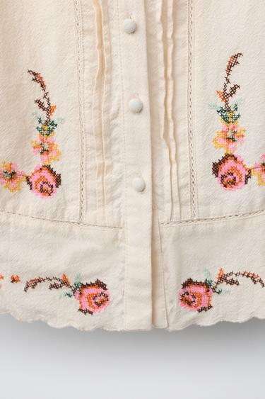 EMBROIDERED PETER PAN COLLAR DRESS - Ecru by Zara - Image 3