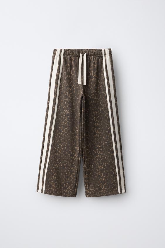 Zara ANIMAL PRINT BAND WIDE-LEG PANTS - Leopard - Image 0