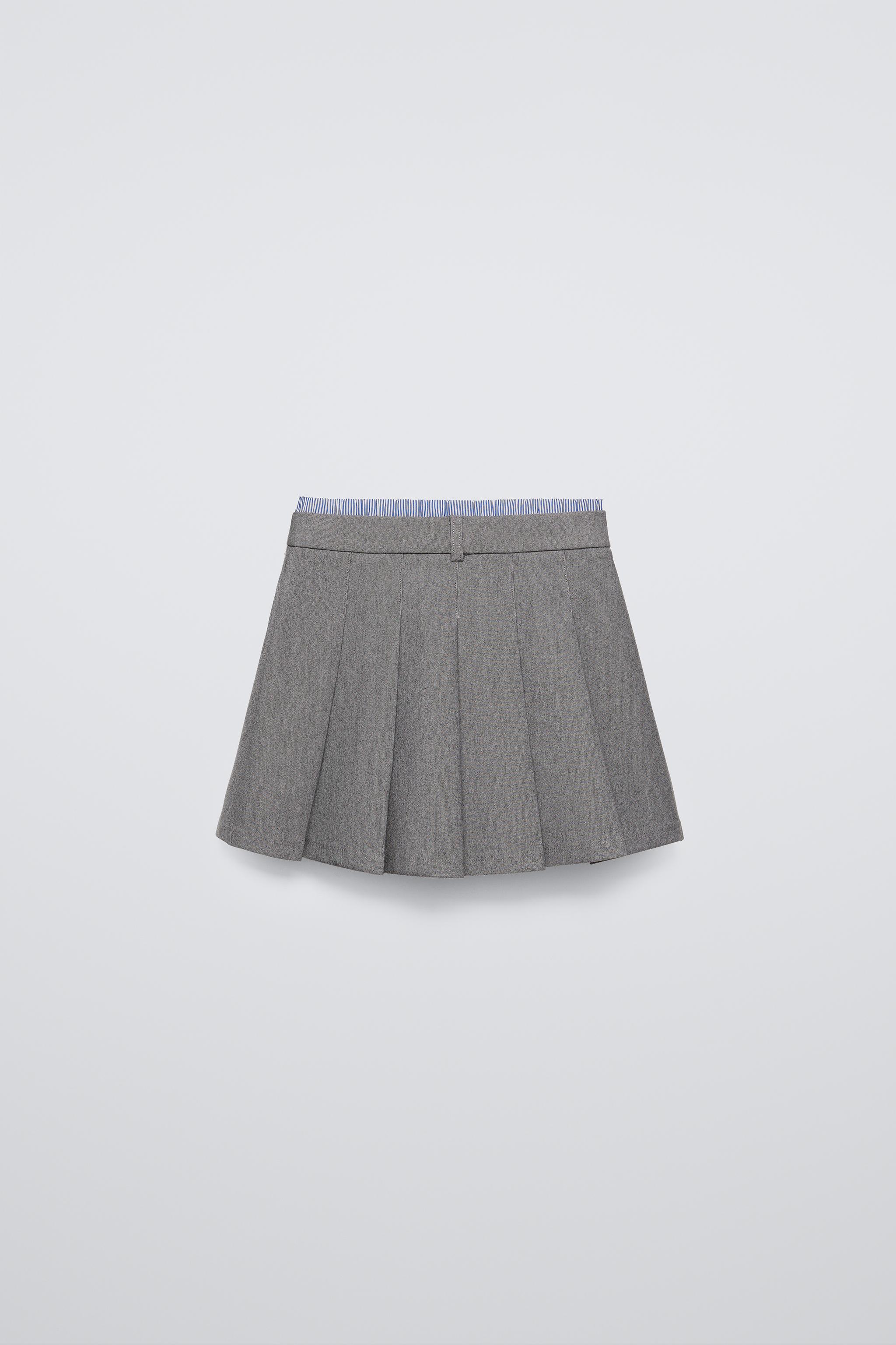 DOUBLE WAISTBAND BOX PLEAT SKIRT