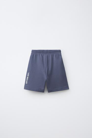 BERMUDA JOGGING À INSCRIPTIONS - Bleu / Gris de Zara - Image 1