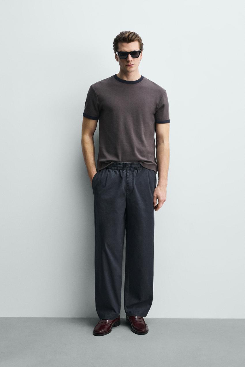 loose fit dress slacks Cubavera Men's Flat Front Dress Pants in Dress Blues, Size 34, Linen Blend main image 1